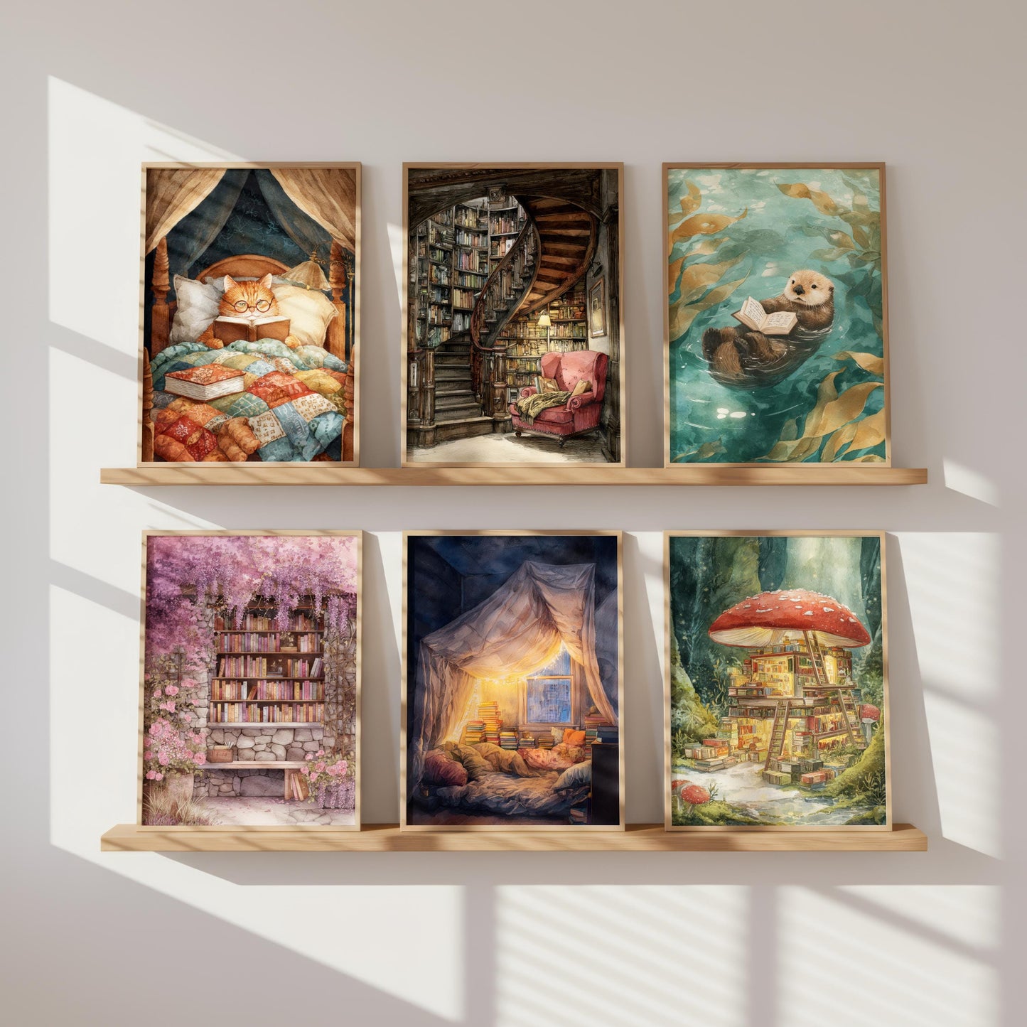 Dark Academia Red Armchair Print | Cozy Wall Decor | Book Lover Gift | Book Nook Poster | Book Art | Aesthetic Room | Reader Home Art - Book Poster Art Print Decor Bookish