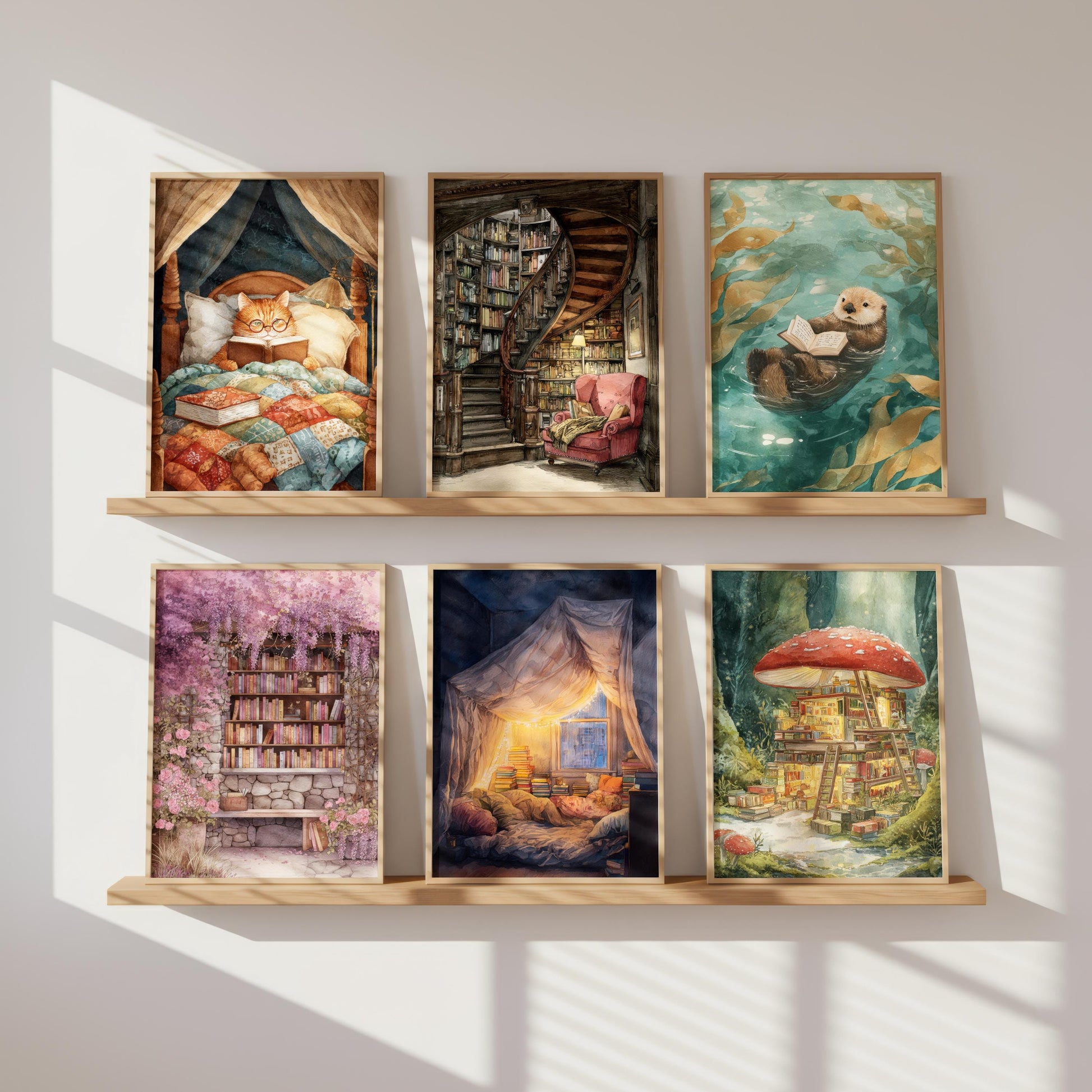 Dark Academia Red Armchair Print | Cozy Wall Decor | Book Lover Gift | Book Nook Poster | Book Art | Aesthetic Room | Reader Home Art - Book Poster Art Print Decor Bookish