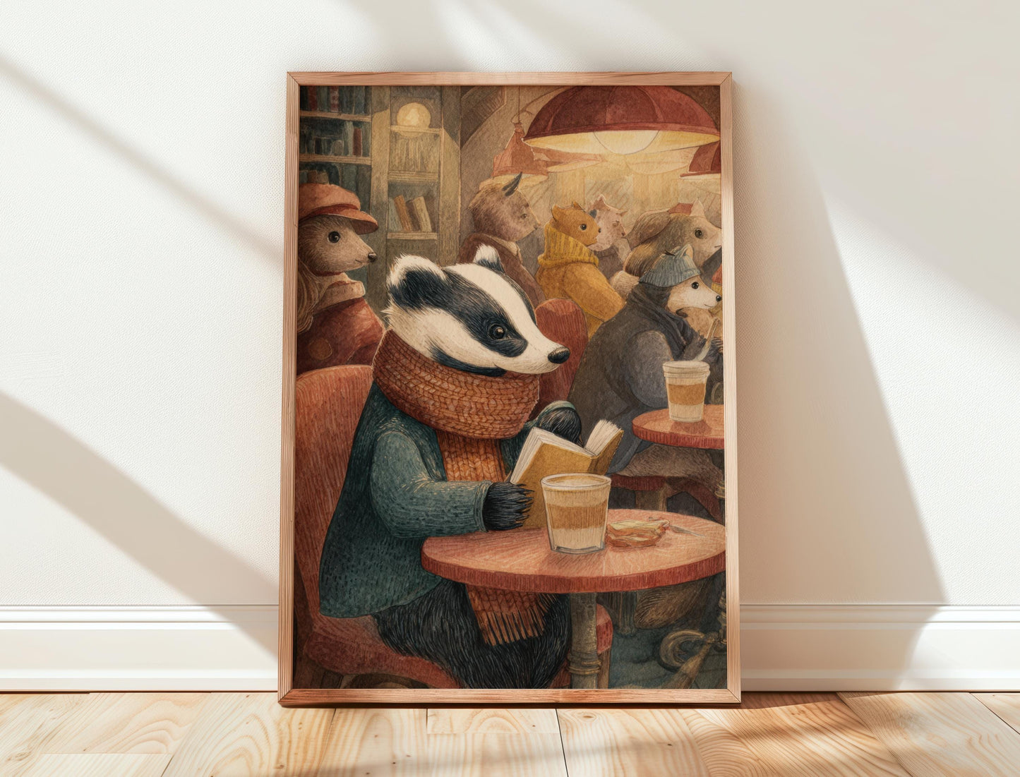 Badger Book Print | Cozy Wall Decor | Cute Gift For Book Lover | Book Nook Poster | Book Art | Gift For Reader | Aesthetic Room Art - Book Poster Art Print Decor Bookish