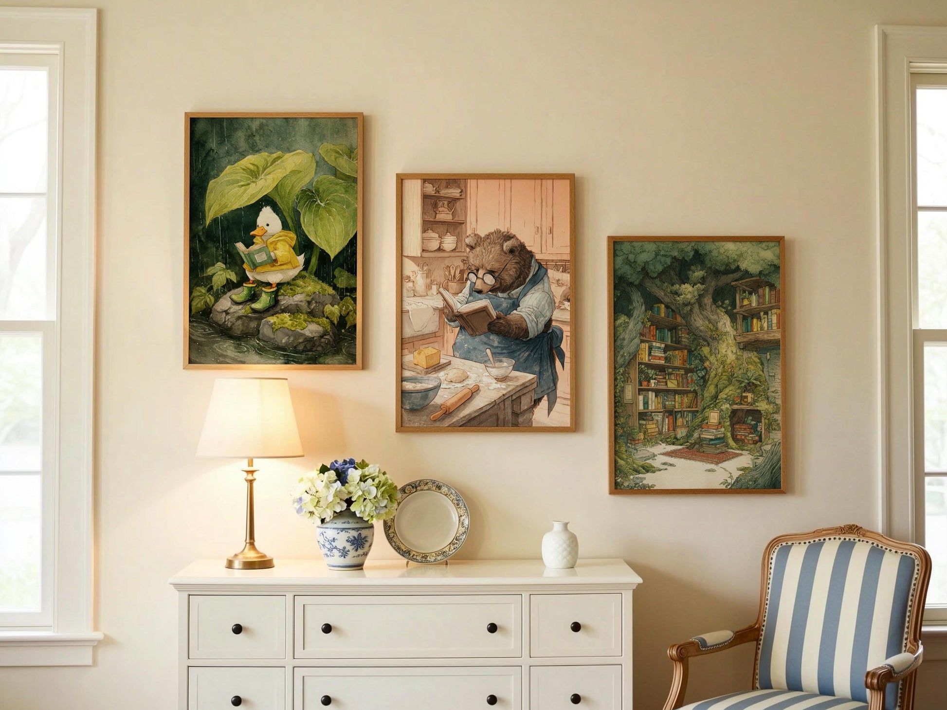 Bear Book Print | Cozy Wall Decor | Cute Gift For Book Lover | Book Nook Poster | Book Art | Gift For Reader | Aesthetic Room Art - Book Poster Art Print Decor Bookish