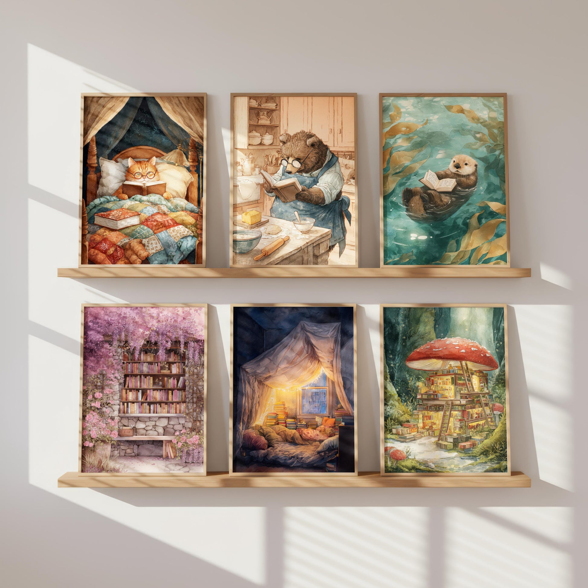 Bear Book Print | Cozy Wall Decor | Cute Gift For Book Lover | Book Nook Poster | Book Art | Gift For Reader | Aesthetic Room Art - Book Poster Art Print Decor Bookish