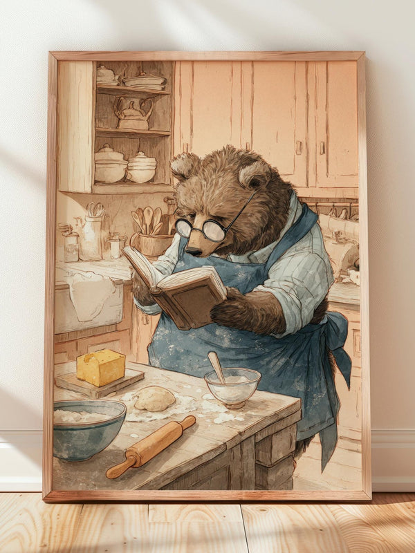Bear Book Print | Cozy Wall Decor | Cute Gift For Book Lover | Book Nook Poster | Book Art | Gift For Reader | Aesthetic Room Art - Book Poster Art Print Decor Bookish