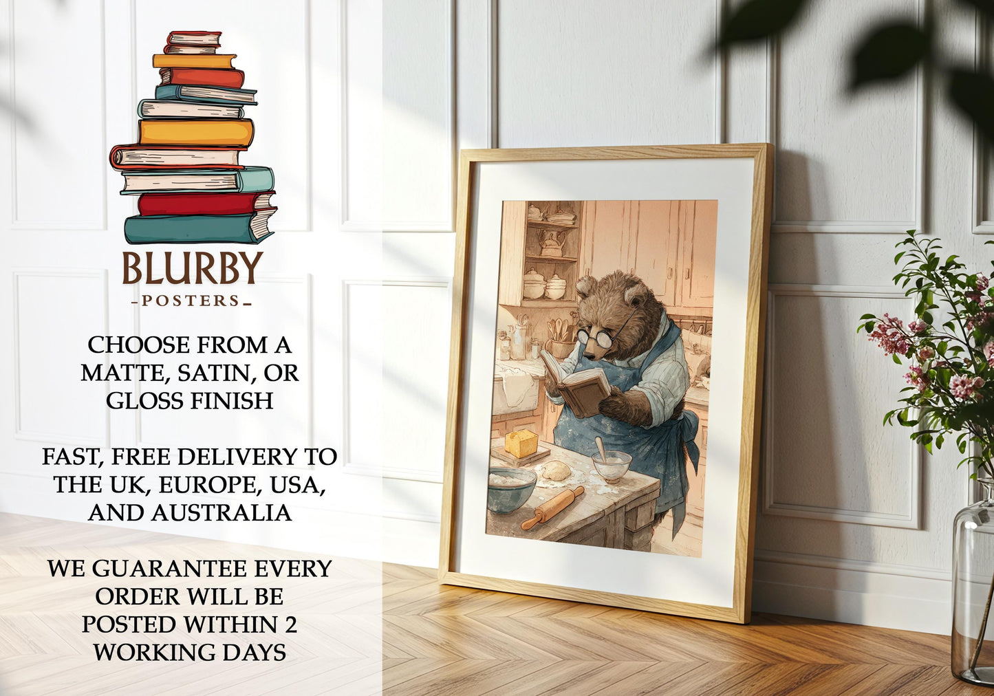 Bear Book Print | Cozy Wall Decor | Cute Gift For Book Lover | Book Nook Poster | Book Art | Gift For Reader | Aesthetic Room Art - Book Poster Art Print Decor Bookish