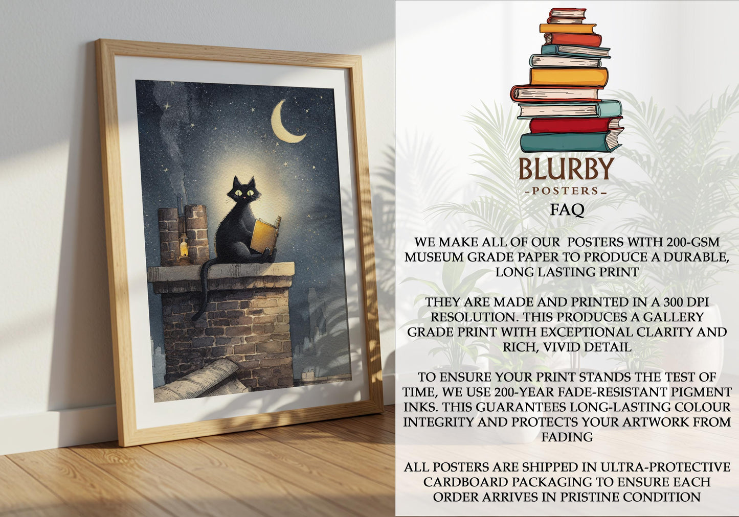 Cat on Roof Book Print | Cozy Wall Decor | Cute Gift For Book Lover | Book Nook Poster | Book Art | Gift For Reader | Aesthetic Room Art - Book Poster Art Print Decor Bookish