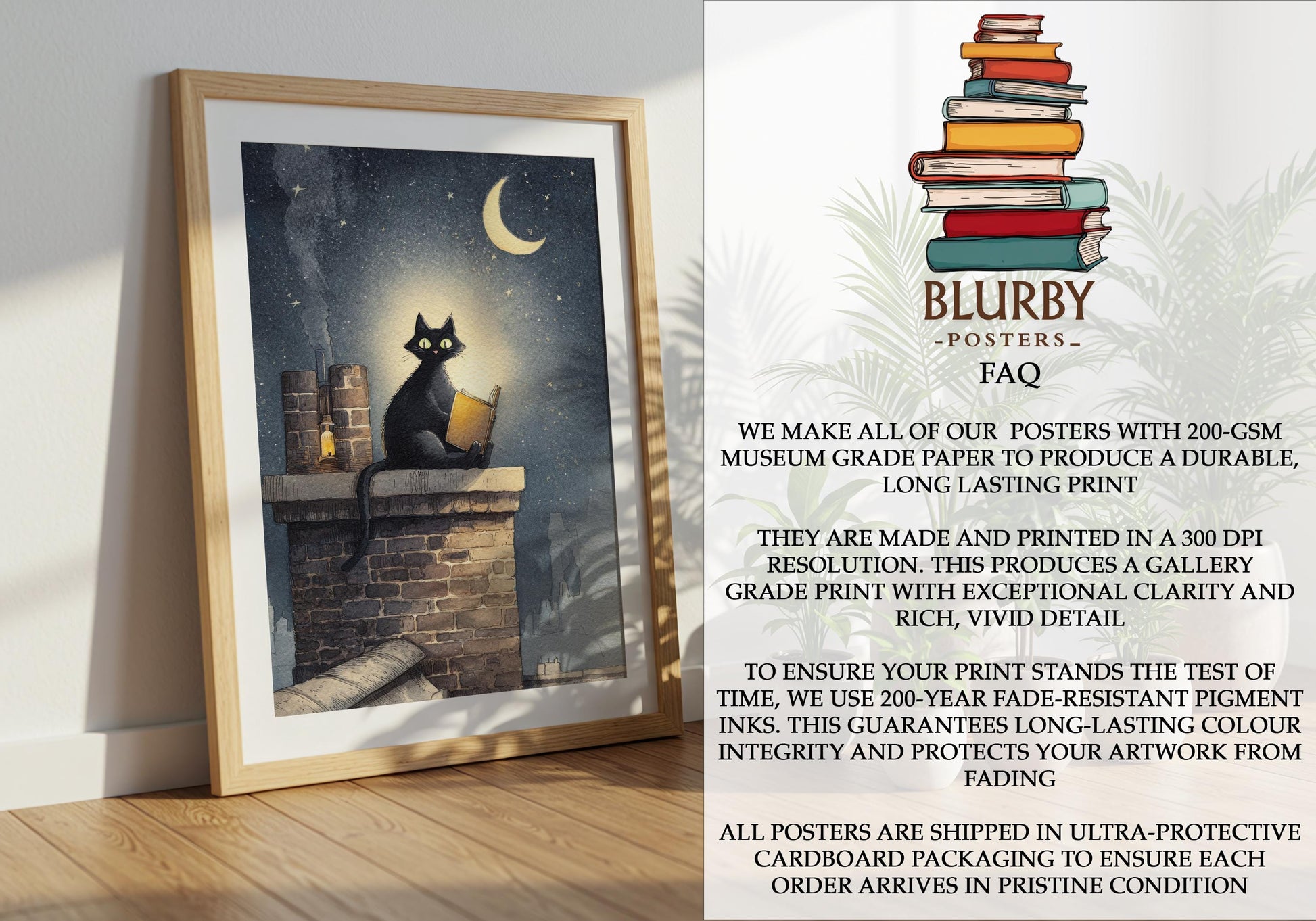 Cat on Roof Book Print | Cozy Wall Decor | Cute Gift For Book Lover | Book Nook Poster | Book Art | Gift For Reader | Aesthetic Room Art - Book Poster Art Print Decor Bookish