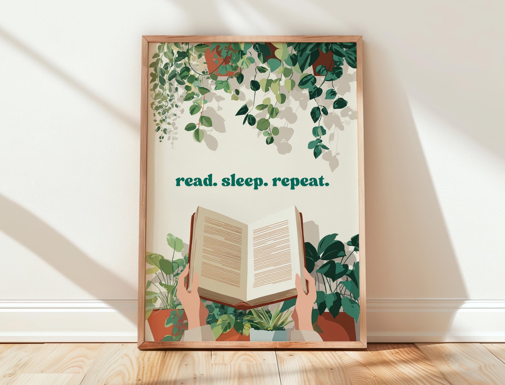 Read Sleep Repeat Botanical Art | Scandi Decor | Cozy Wall Art | Book Lover Gift | Reading Nook Poster | Literary Print | Aesthetic Room Art - Book Poster Art Print Decor Bookish