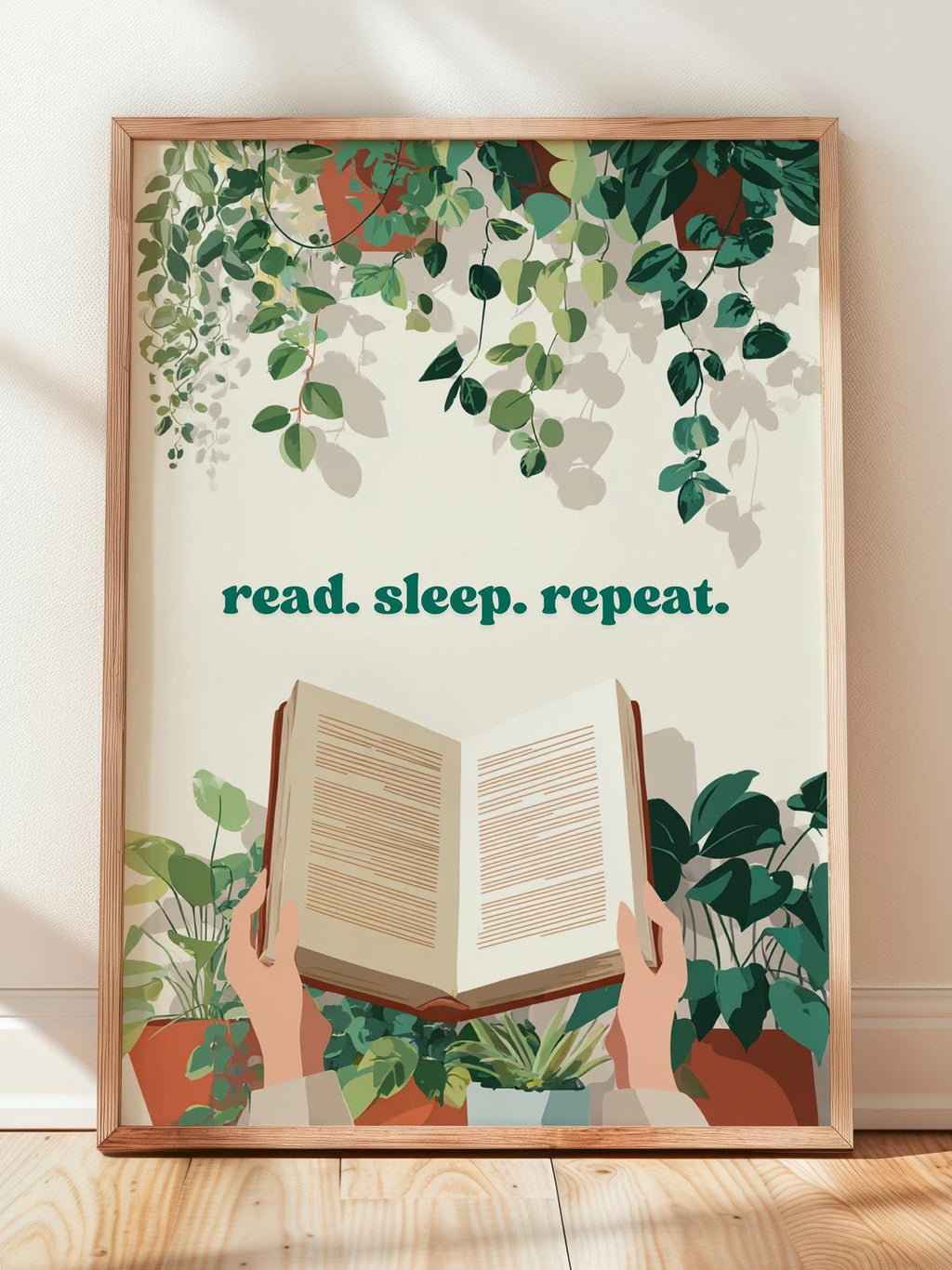 Read Sleep Repeat Botanical Art | Scandi Decor | Cozy Wall Art | Book Lover Gift | Reading Nook Poster | Literary Print | Aesthetic Room Art - Book Poster Art Print Decor Bookish