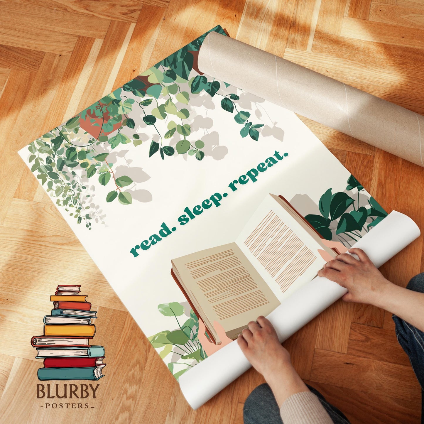 Read Sleep Repeat Botanical Art | Scandi Decor | Cozy Wall Art | Book Lover Gift | Reading Nook Poster | Literary Print | Aesthetic Room Art - Book Poster Art Print Decor Bookish