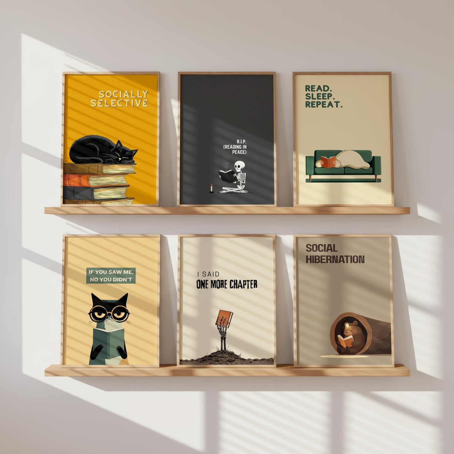 R.I.P Reading In Peace Skeleton | Dark Academia Art | Cozy Wall Decor | Book Lover Gift | Nook Poster | Reader Art | Aesthetic Art - Book Poster Art Print Decor Bookish
