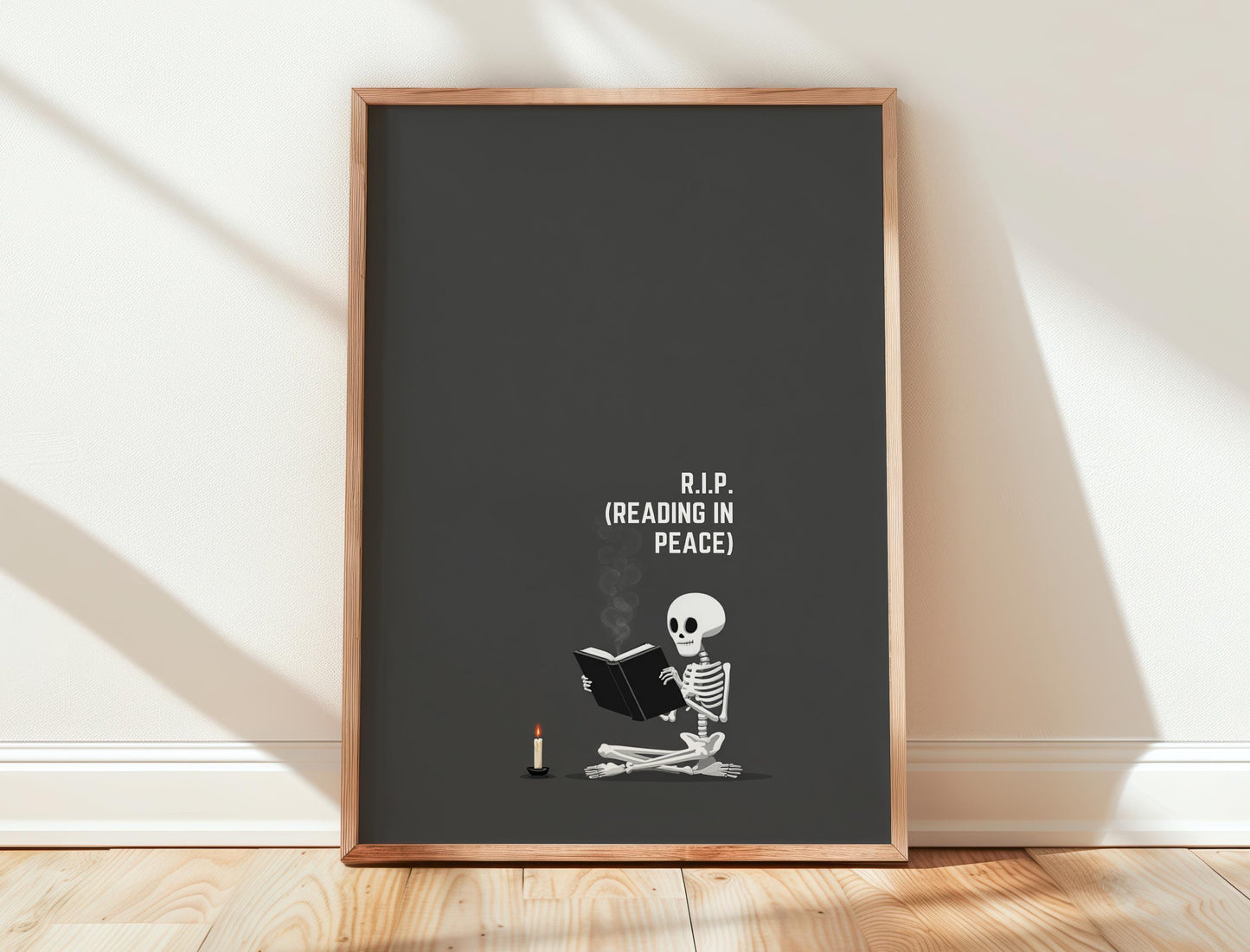 R.I.P Reading In Peace Skeleton | Dark Academia Art | Cozy Wall Decor | Book Lover Gift | Nook Poster | Reader Art | Aesthetic Art - Book Poster Art Print Decor Bookish