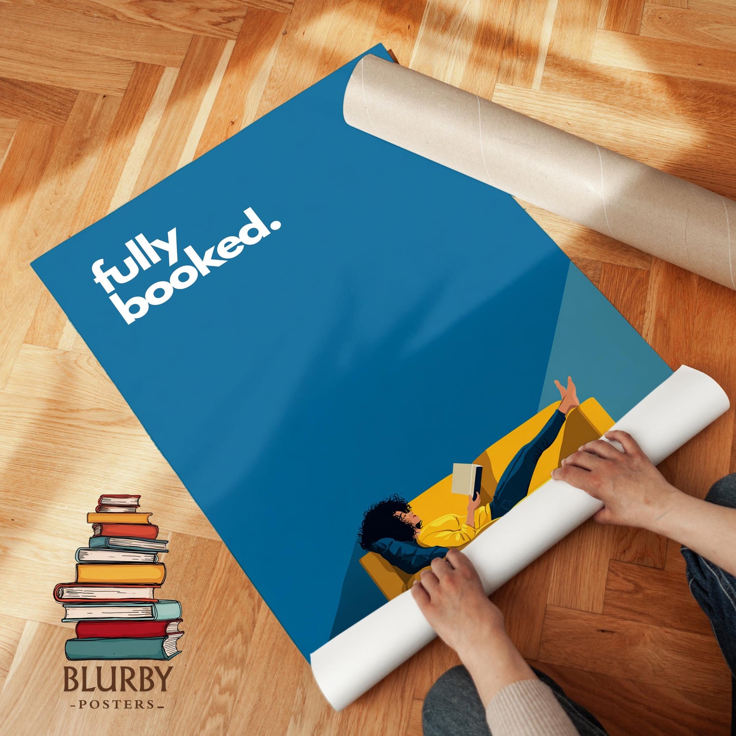 Fully Booked Reading Print | Funny Book Art | Cozy Wall Decor | Book Lover Gift | Nook Poster | Reader Gift | Aesthetic Art | Home Decor - Book Poster Art Print Decor Bookish