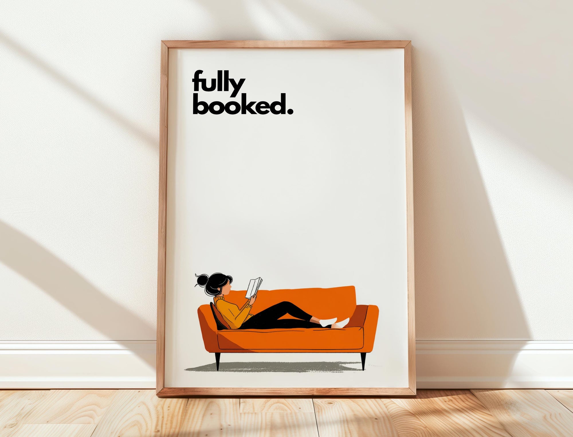 Fully Booked Reading Print | Funny Book Art | Cozy Wall Decor | Book Lover Gift | Nook Poster | Reader Gift | Aesthetic Art | Home Decor - Book Poster Art Print Decor Bookish