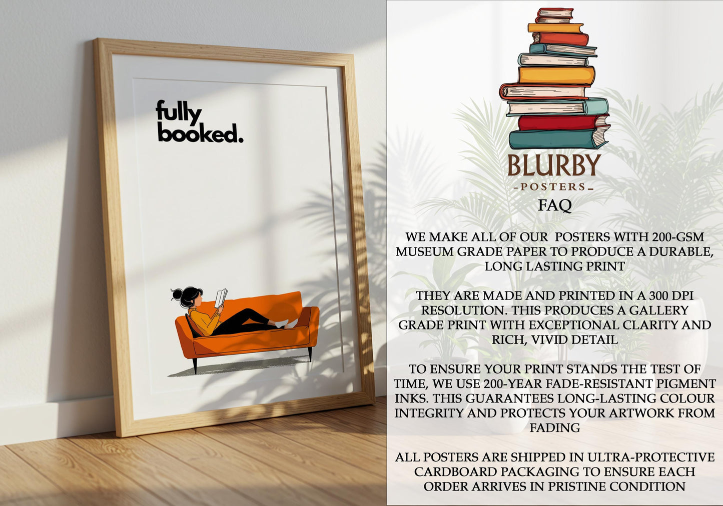 Fully Booked Reading Print | Funny Book Art | Cozy Wall Decor | Book Lover Gift | Nook Poster | Reader Gift | Aesthetic Art | Home Decor - Book Poster Art Print Decor Bookish