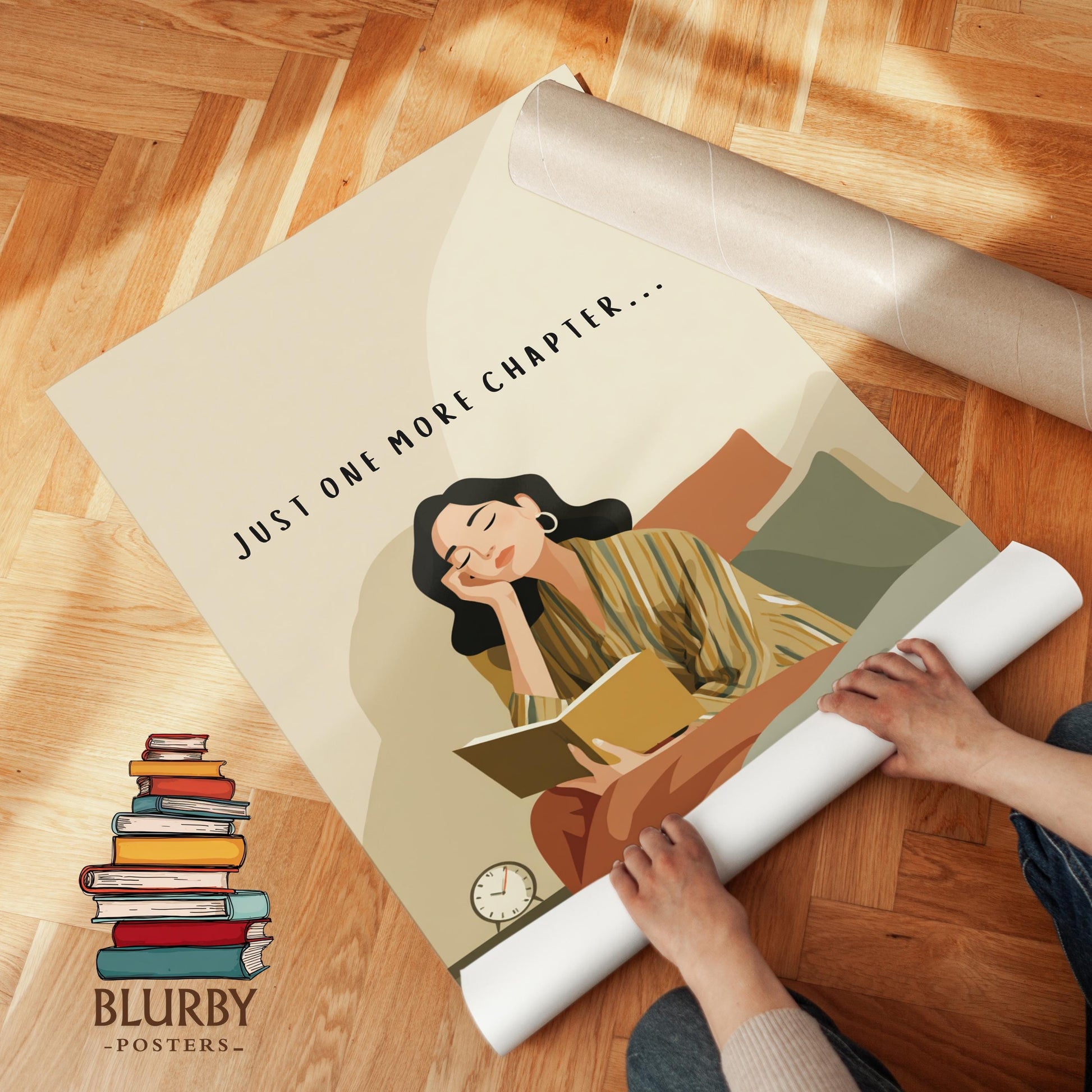 Just One More Chapter Print | Funny Night Owl Reader | Cozy Wall Decor | Book Lover Gift | Nook Poster | Reader Gift | Aesthetic Art | Home - Book Poster Art Print Decor Bookish