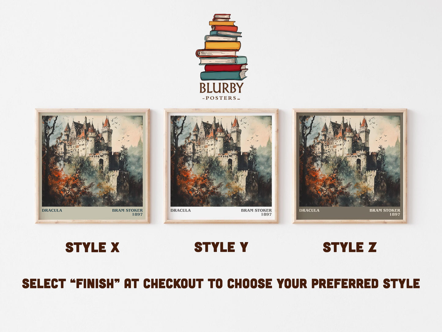 Dracula literary art print colour and style options – Bram Stoker book art