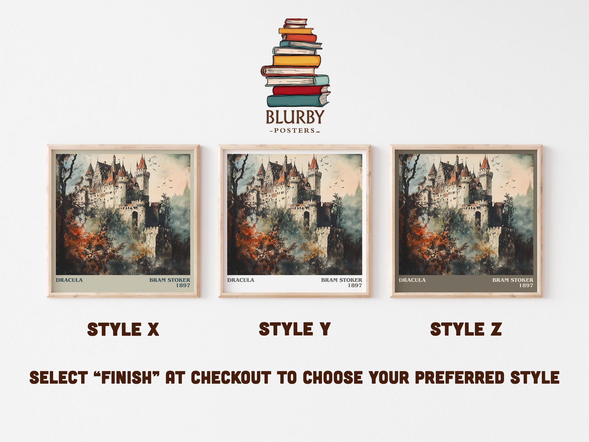 Dracula literary art print colour and style options – Bram Stoker book art