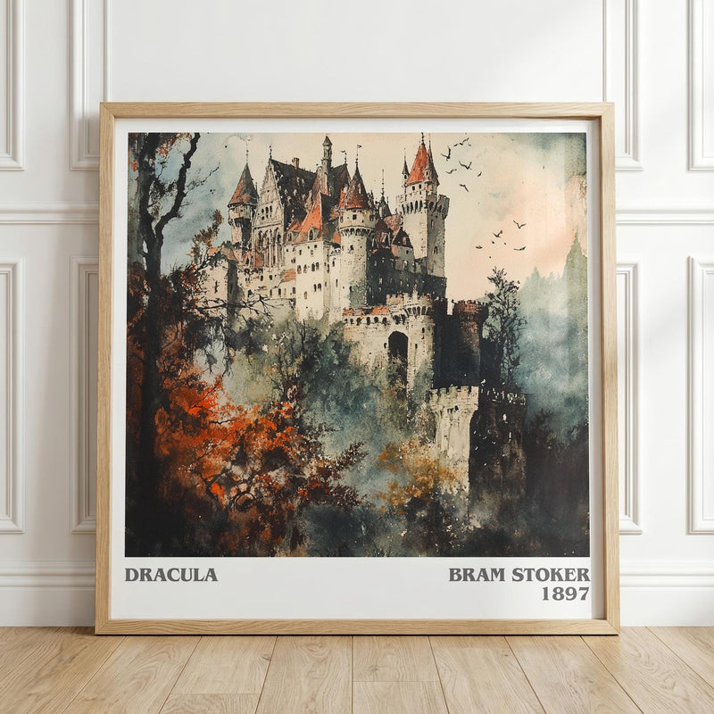 Dracula literary print in frame leaning in hallway – gothic wall art