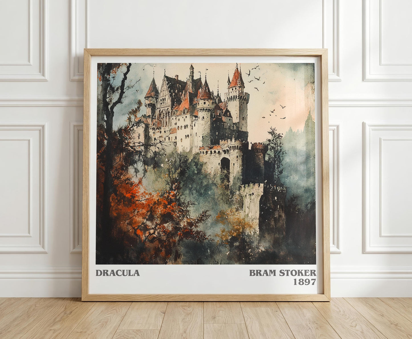 Dracula literary print in frame leaning in hallway – gothic wall art