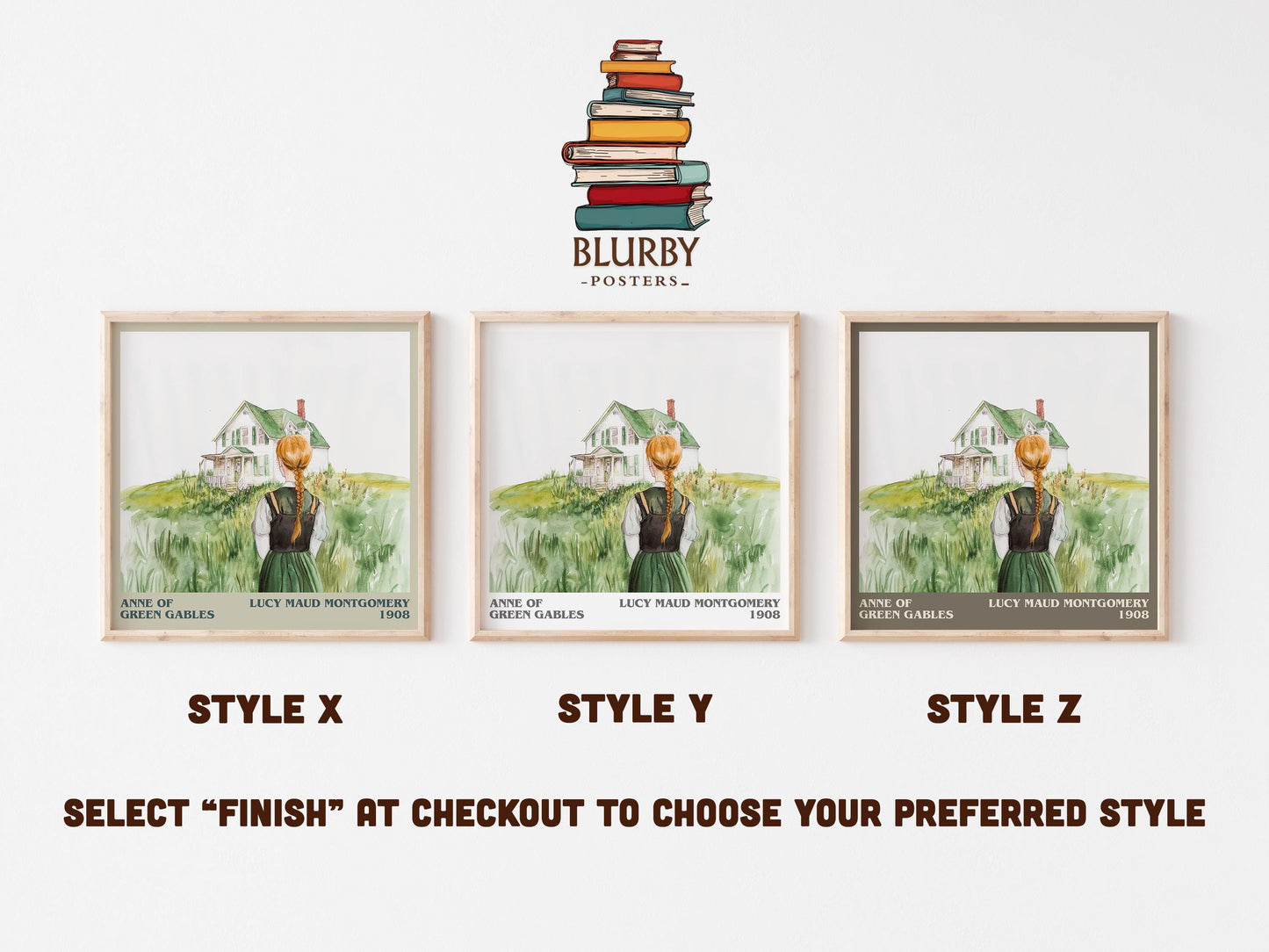 Anne of Green Gables literary art print colour and style options – Lucy Maud Montgomery book art