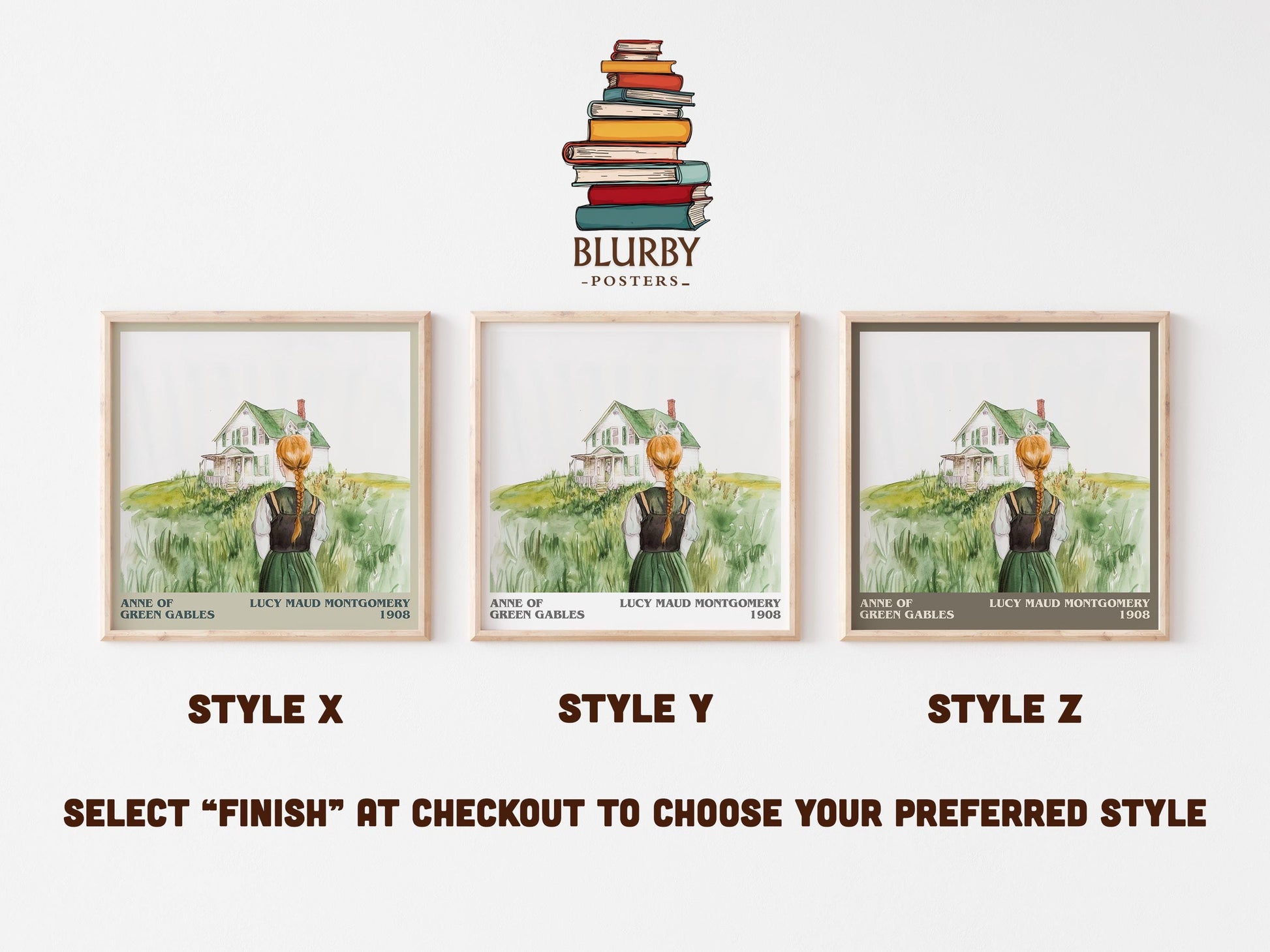 Anne of Green Gables literary art print colour and style options – Lucy Maud Montgomery book art