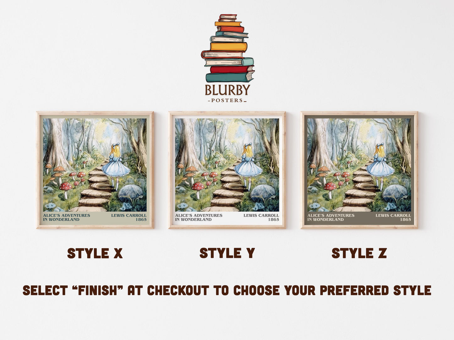 Alice's Adventures in Wonderland literary art print colour and style options – Lewis Carroll book art