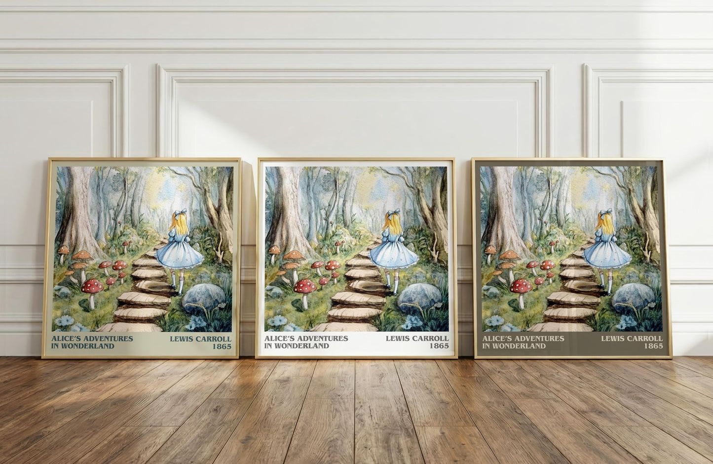 Alice's Adventures in Wonderland literary print framed by window – literary home decor