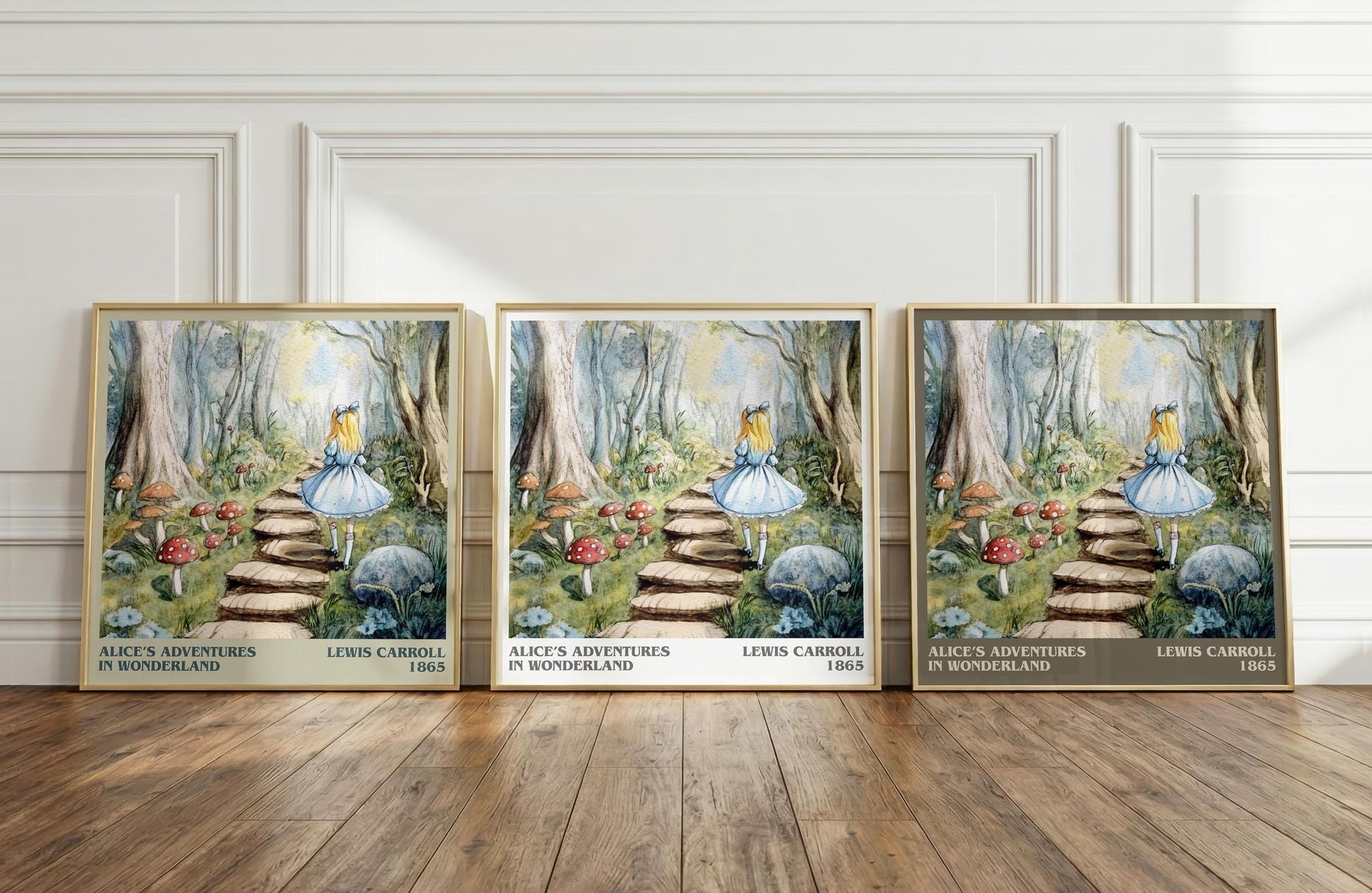 Alice's Adventures in Wonderland literary print framed by window – literary home decor