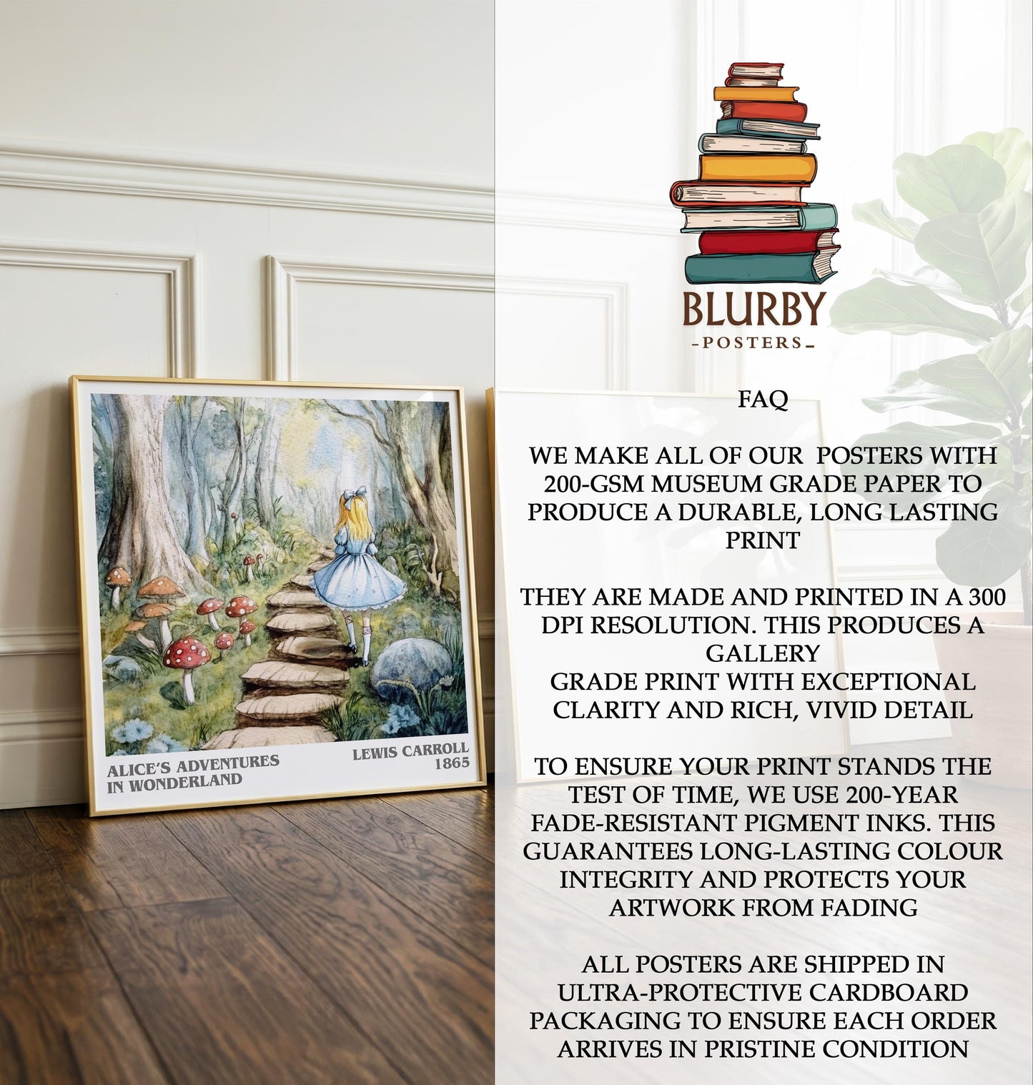 Alice's Adventures In Wonderland by Lewis Carroll | Book Poster | Literary Art Gift For Book Lover | Novel Inspired Wall Art | Free Delivery