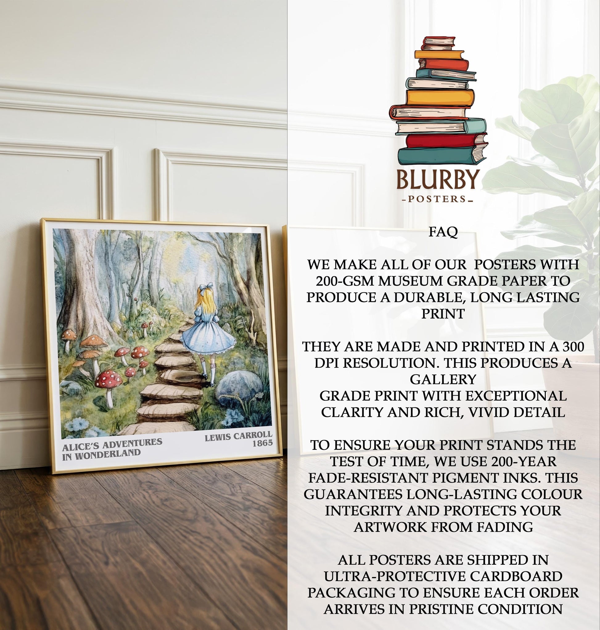 Alice's Adventures In Wonderland by Lewis Carroll | Book Poster | Literary Art Gift For Book Lover | Novel Inspired Wall Art | Free Delivery