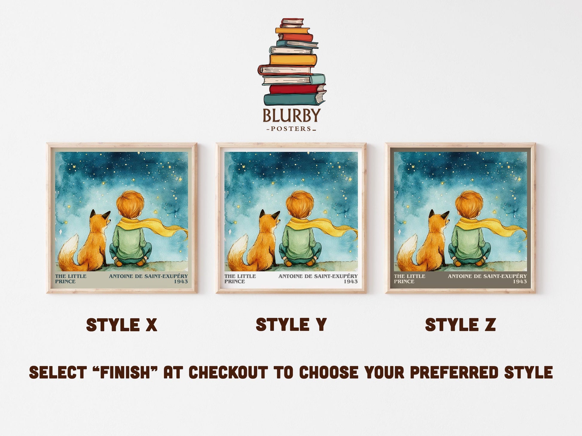 The Little Prince literary art print colour and style options – Antoine de Saint-Exupéry book art