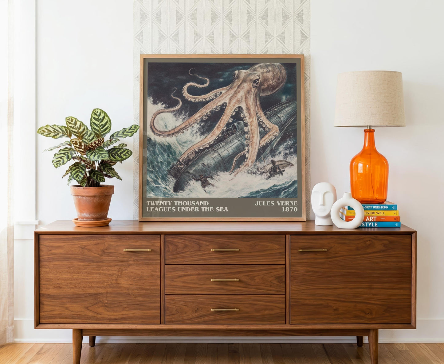 Twenty Thousand Leagues Under the Sea literary literary print detail – Jules Verne book art