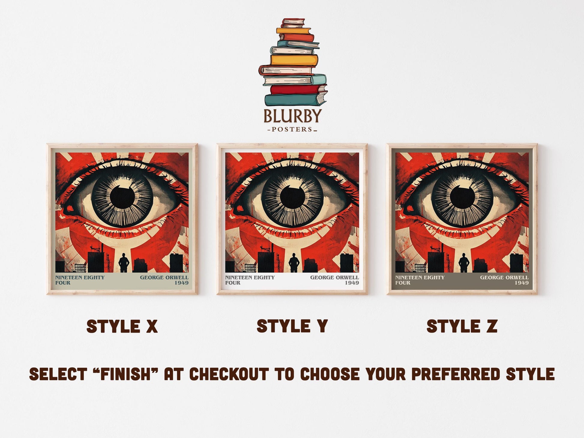 1984 literary art print colour and style options – George Orwell book art