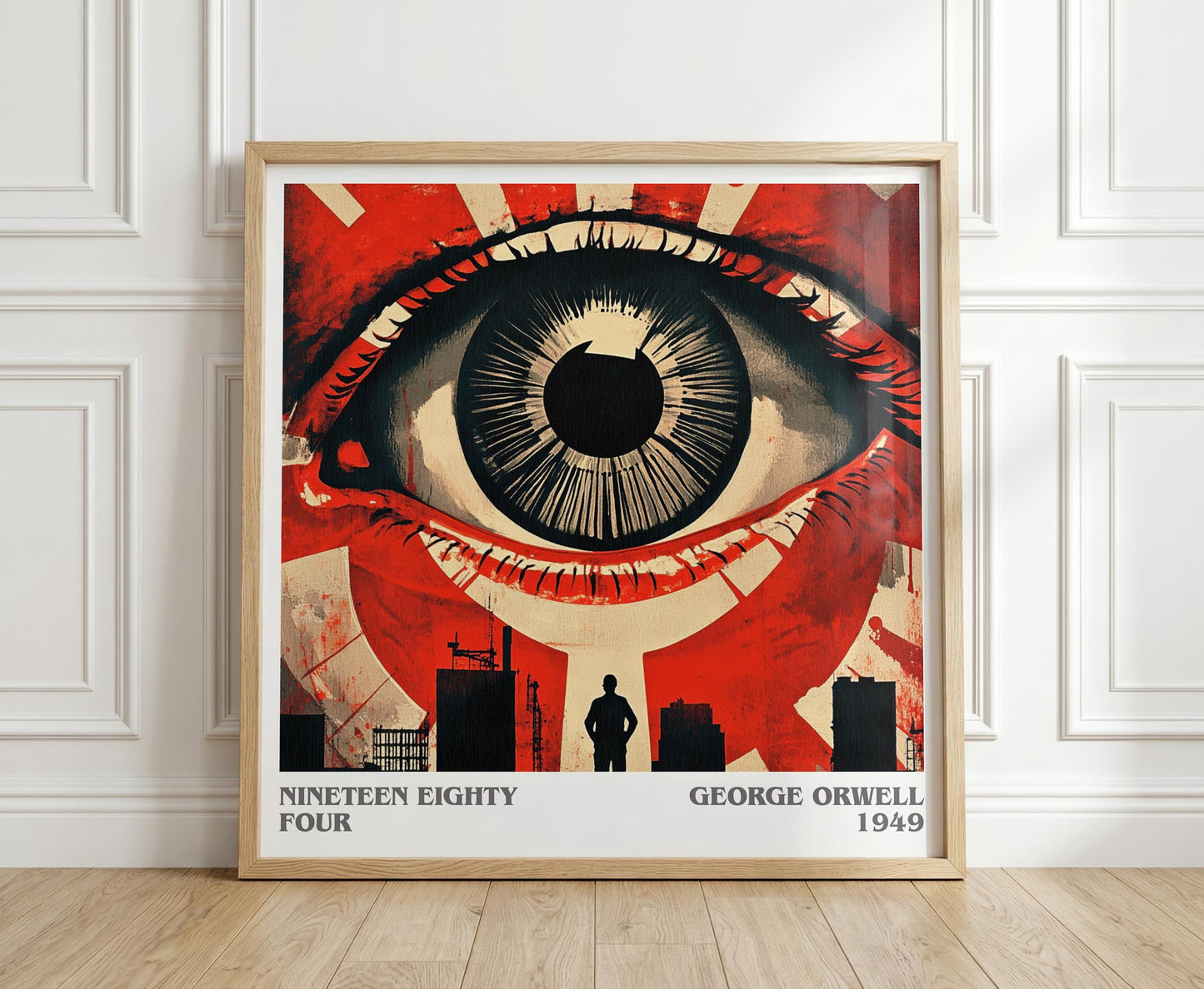 1984 literary print in frame leaning in hallway – dystopian wall art