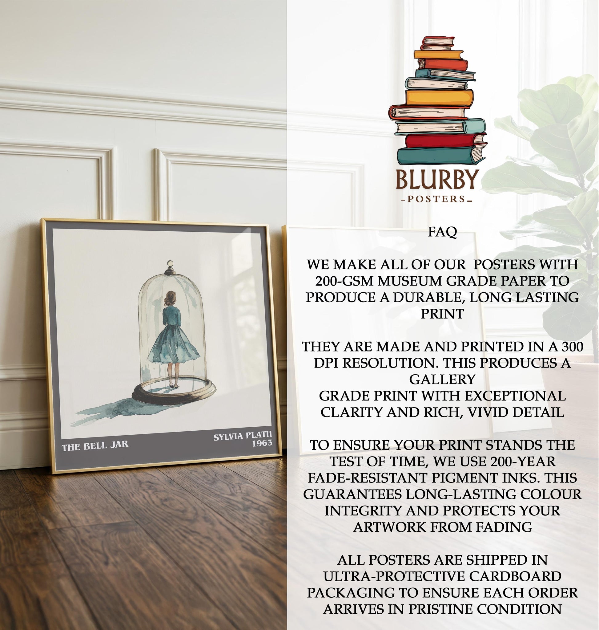 The Bell Jar by Sylvia Plath | Book Poster | Literary Art Gift For Book Lover | Novel Inspired Wall Art | Free Delivery