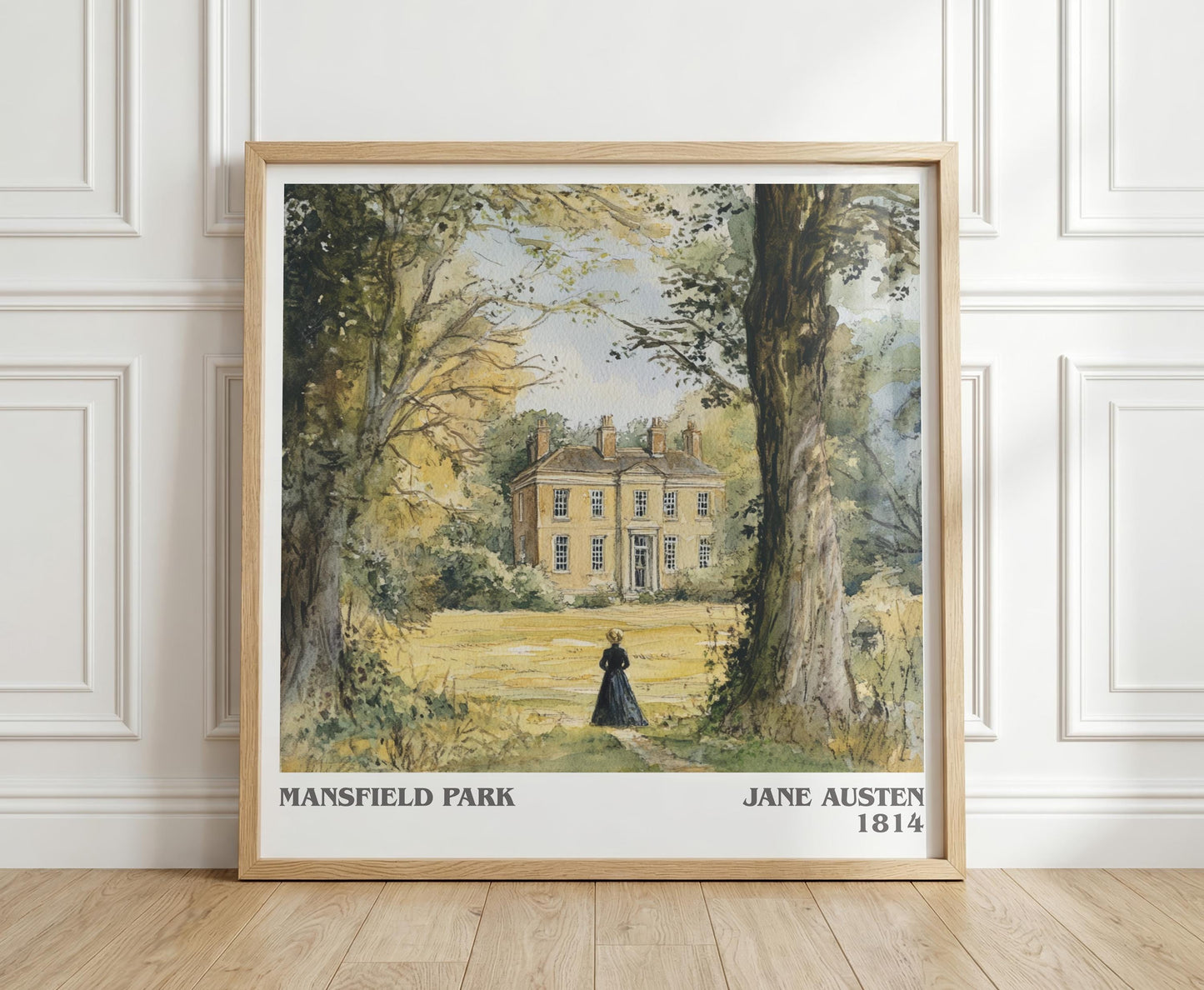Mansfield Park literary print in frame leaning in hallway – classic literature wall art