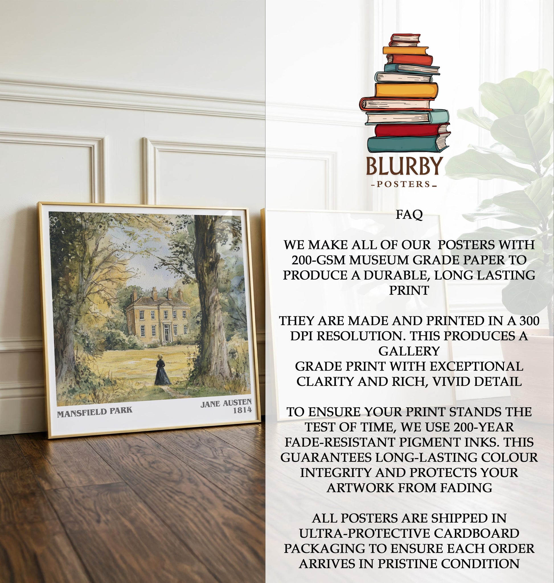 Mansfield Park by Jane Austen | Book Poster | Literary Art Gift For Book Lover | Novel Inspired Wall Art | Free Delivery