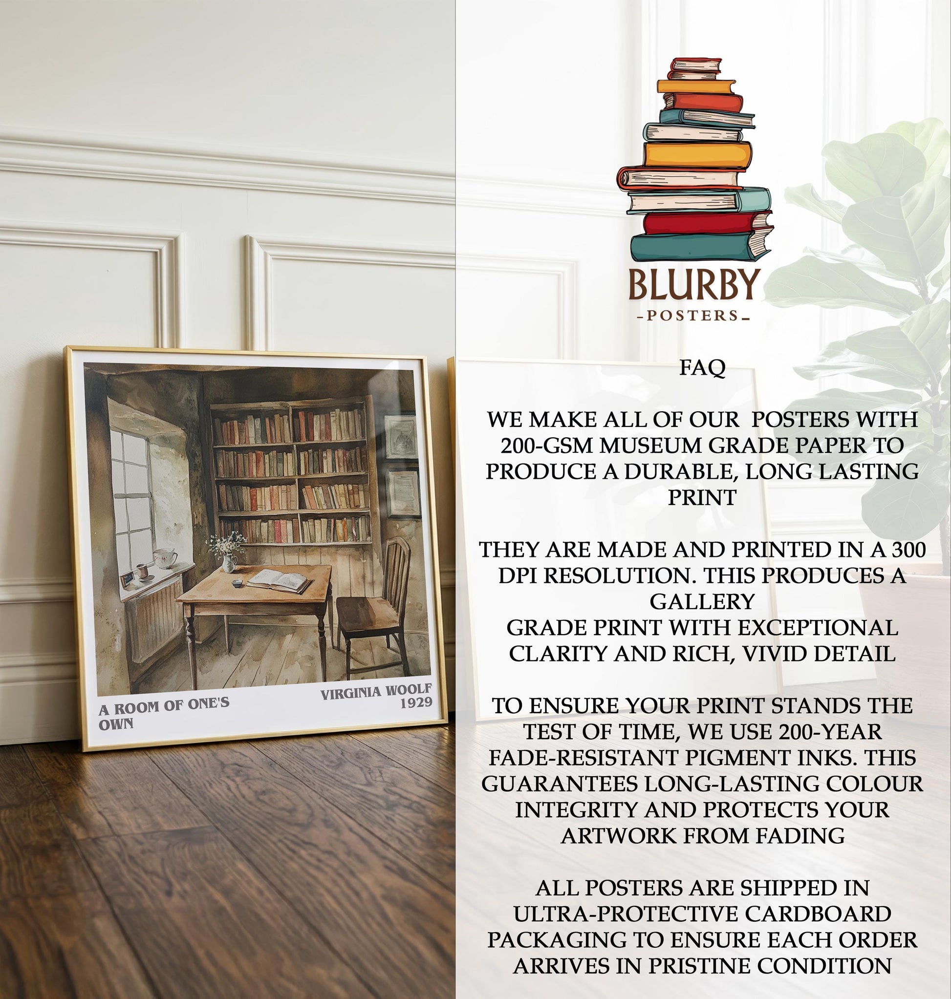 A Room Of One's Own by Virginia Woolf | Book Poster | Literary Art Gift For Book Lover | Novel Inspired Wall Art | Free Delivery