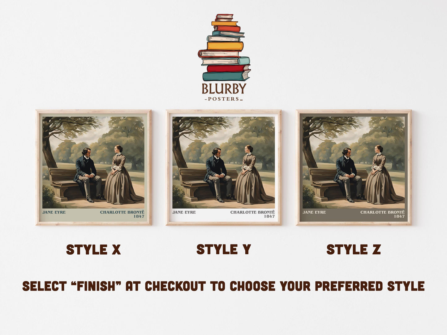Jane Eyre literary art print colour and style options – Charlotte Brontë book art
