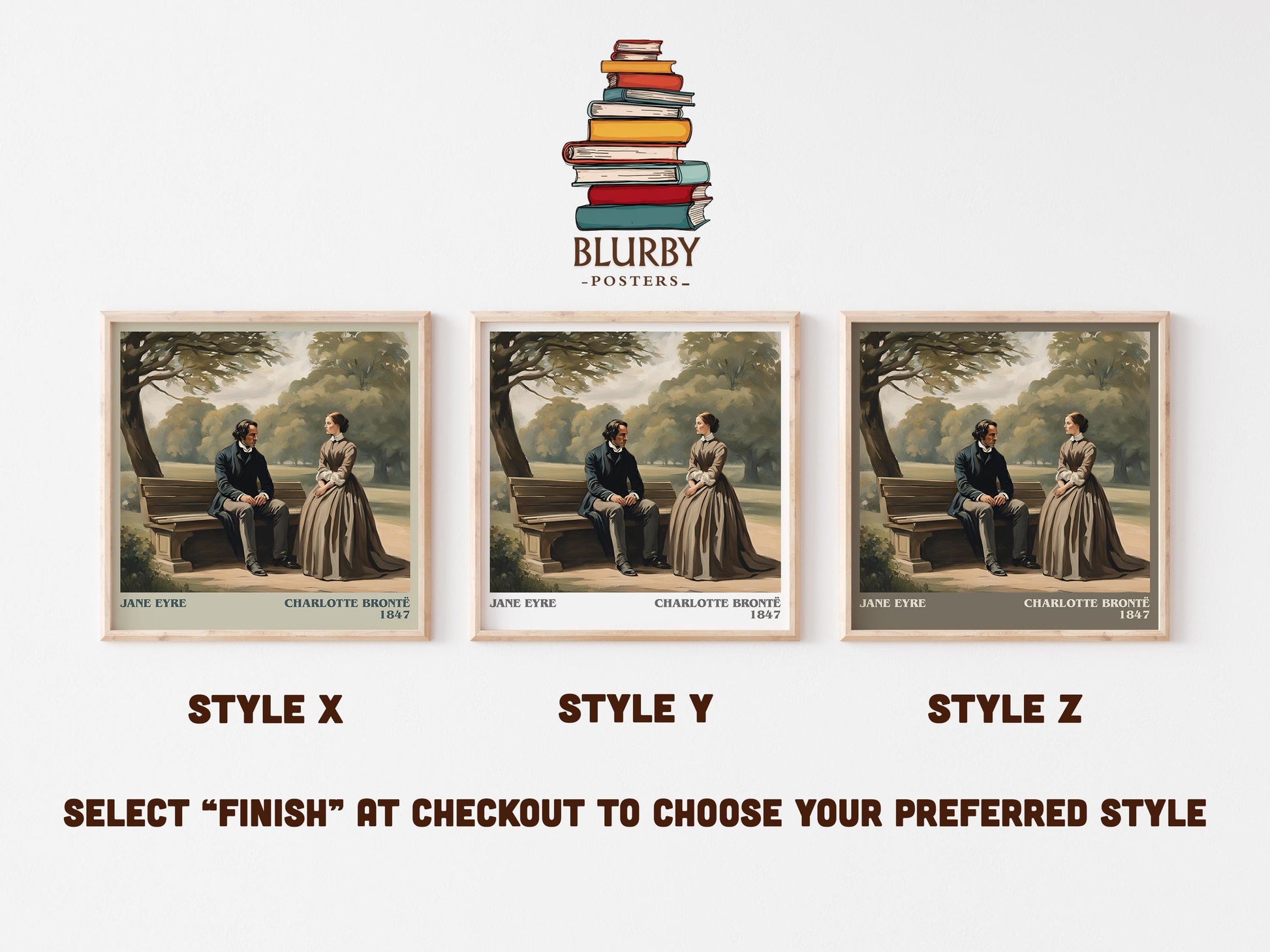 Jane Eyre literary art print colour and style options – Charlotte Brontë book art