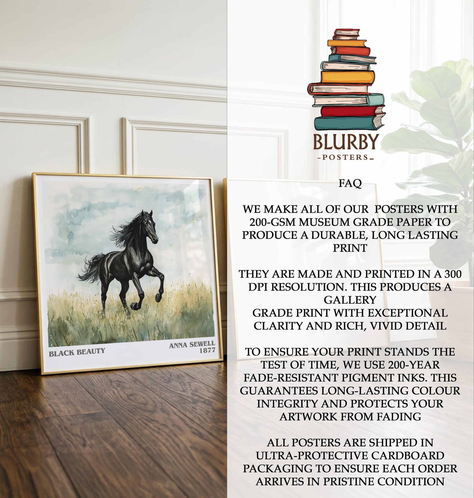 Black Beauty by Anna Sewell | Book Poster | Literary Art Gift For Book Lover | Novel Inspired Wall Art | Free Delivery