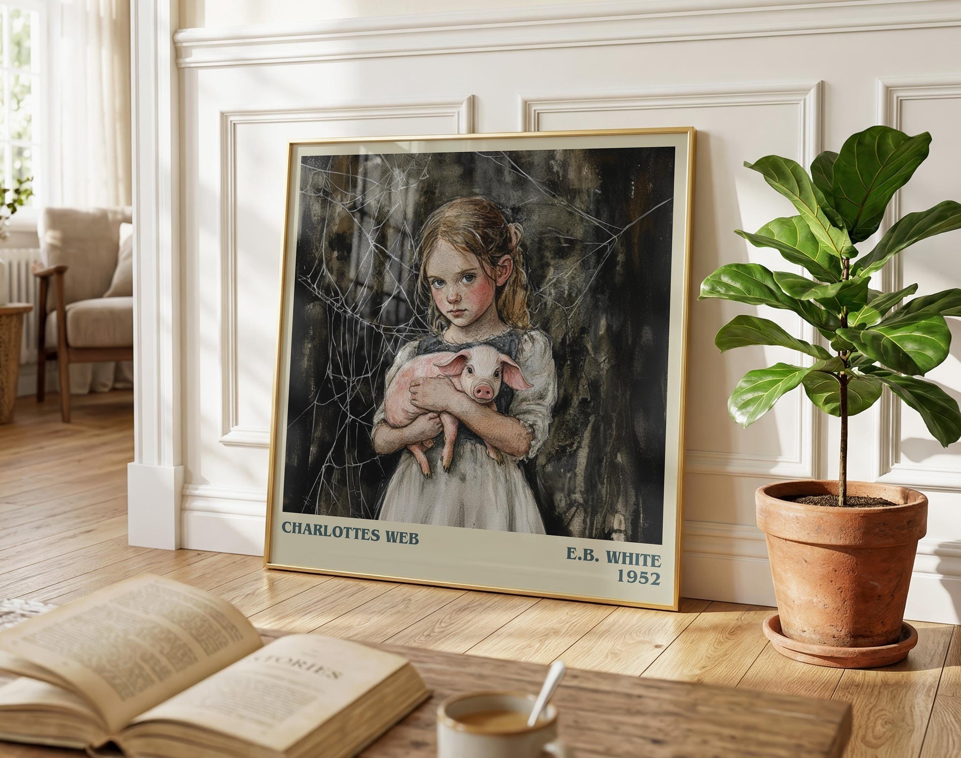Charlotte's Web literary poster paired in gallery wall – literary art prints