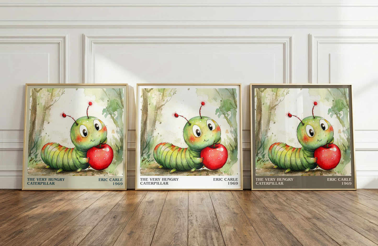 The Very Hungry Caterpillar literary print framed by window – literary home decor