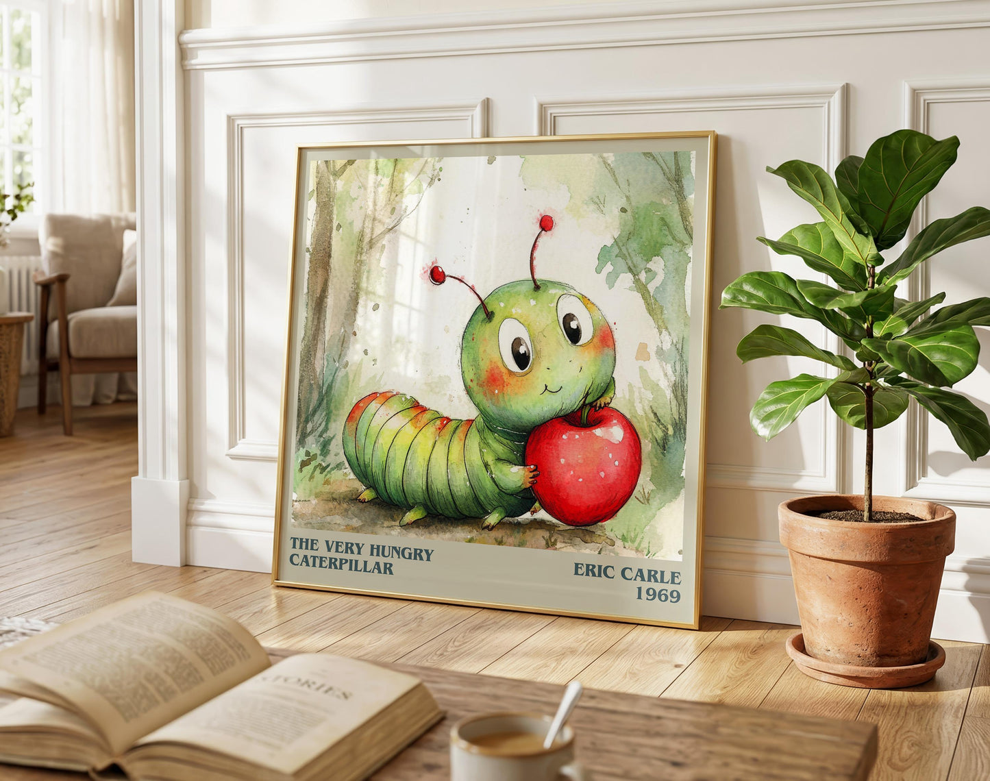 The Very Hungry Caterpillar literary poster paired in gallery wall – literary art prints