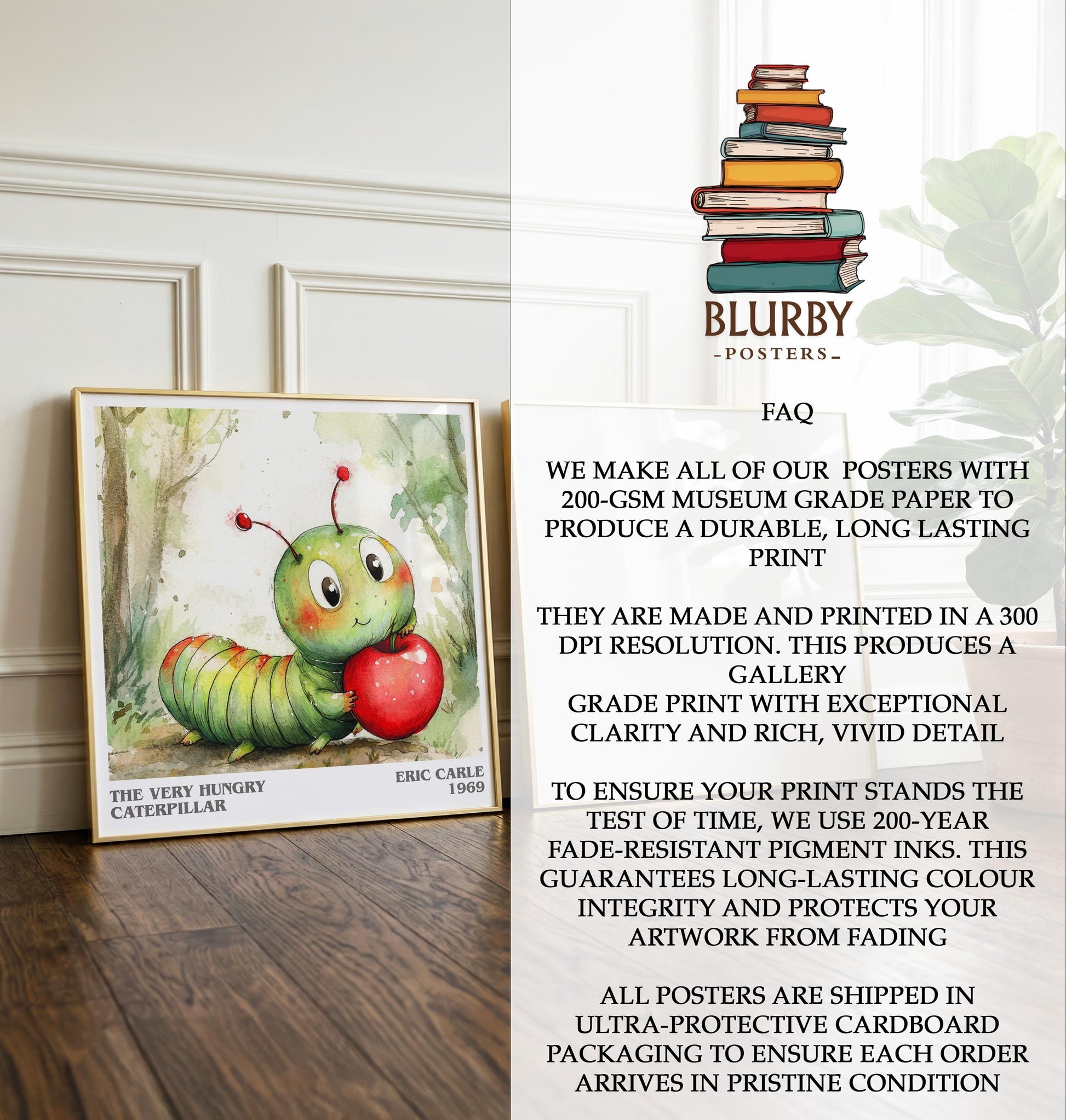 The Very Hungry Caterpillar by Eric Carle | Book Poster | Literary Art Gift For Book Lover | Novel Inspired Wall Art | Free Delivery