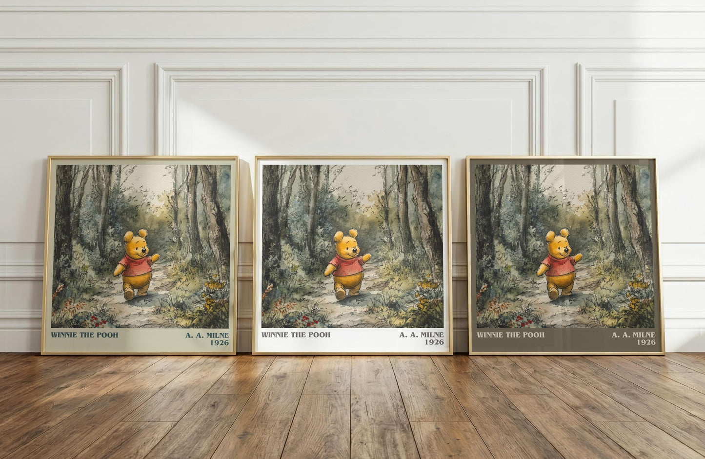 Winnie the Pooh literary print framed by window – literary home decor
