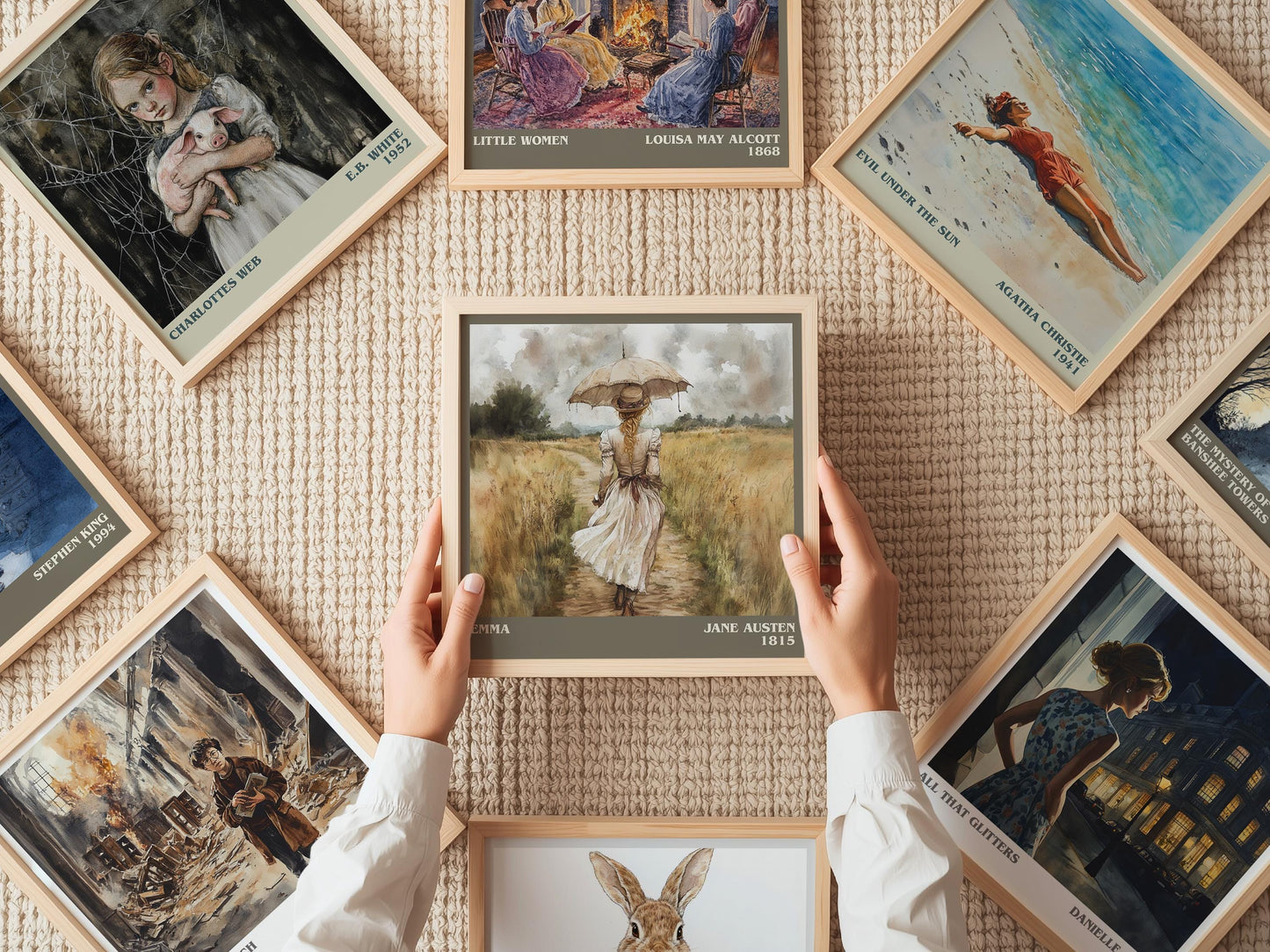 Emma literary print on bookshelf – Jane Austen fan gift
