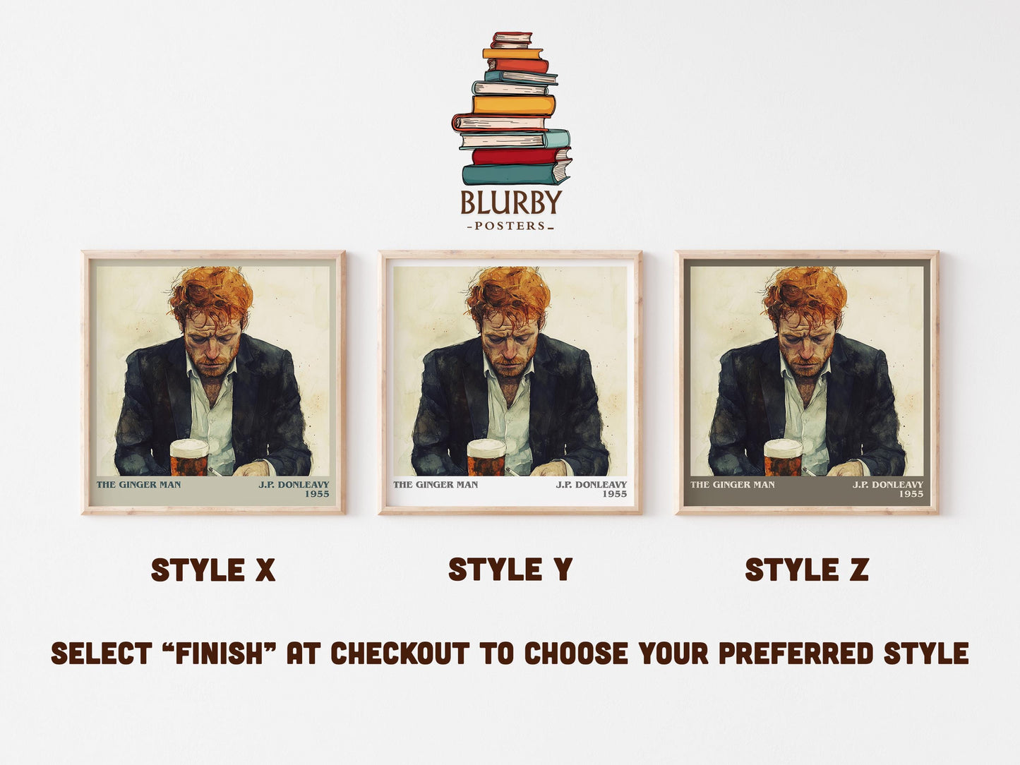 The Ginger Man literary art print colour and style options – J.P. Donleavy book art