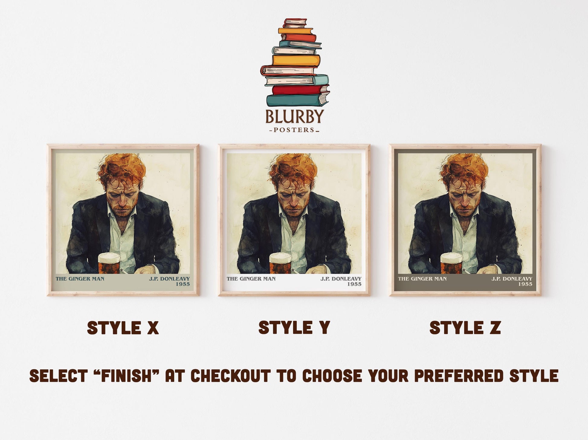The Ginger Man literary art print colour and style options – J.P. Donleavy book art