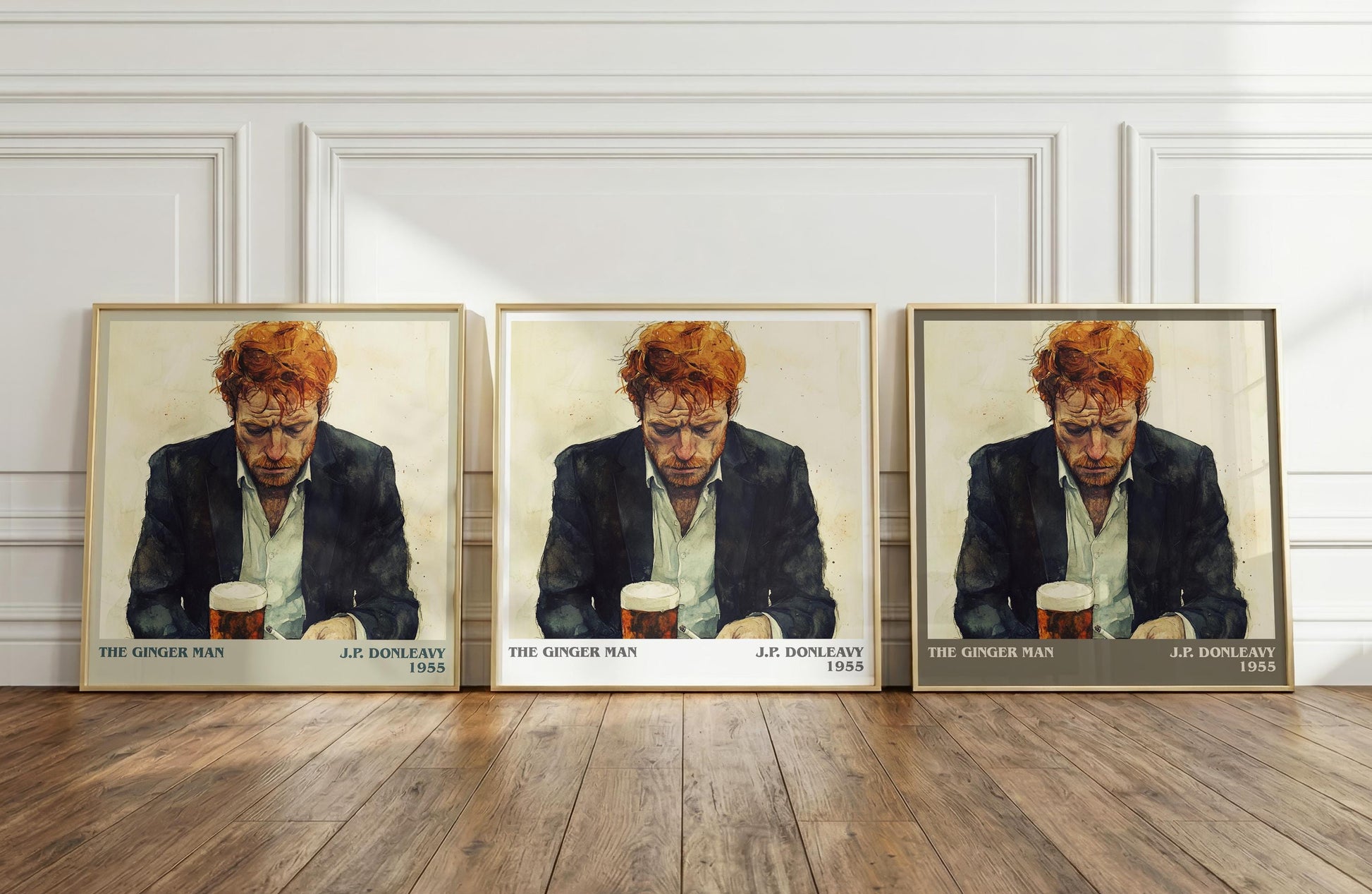 The Ginger Man literary print framed by window – literary home decor