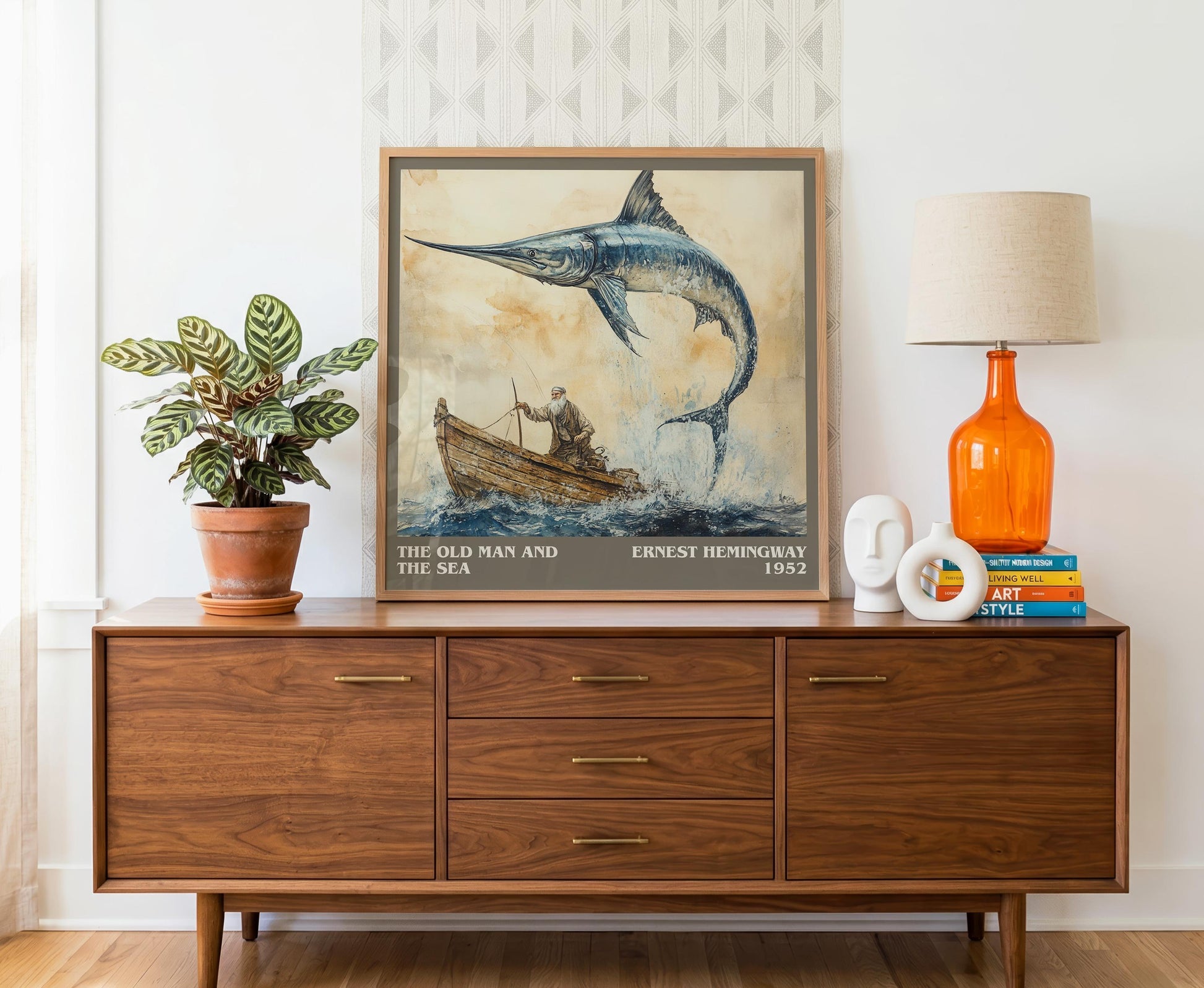The Old Man and the Sea literary literary print detail – Ernest Hemingway book art